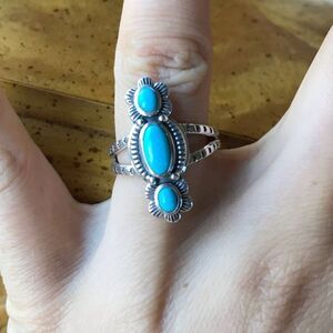Natural Sleeping Beauty Turquoise Sterling Silver Southwestern Ring Size 7